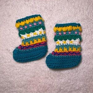Vibrant Multicolor Knitted Baby Slippers